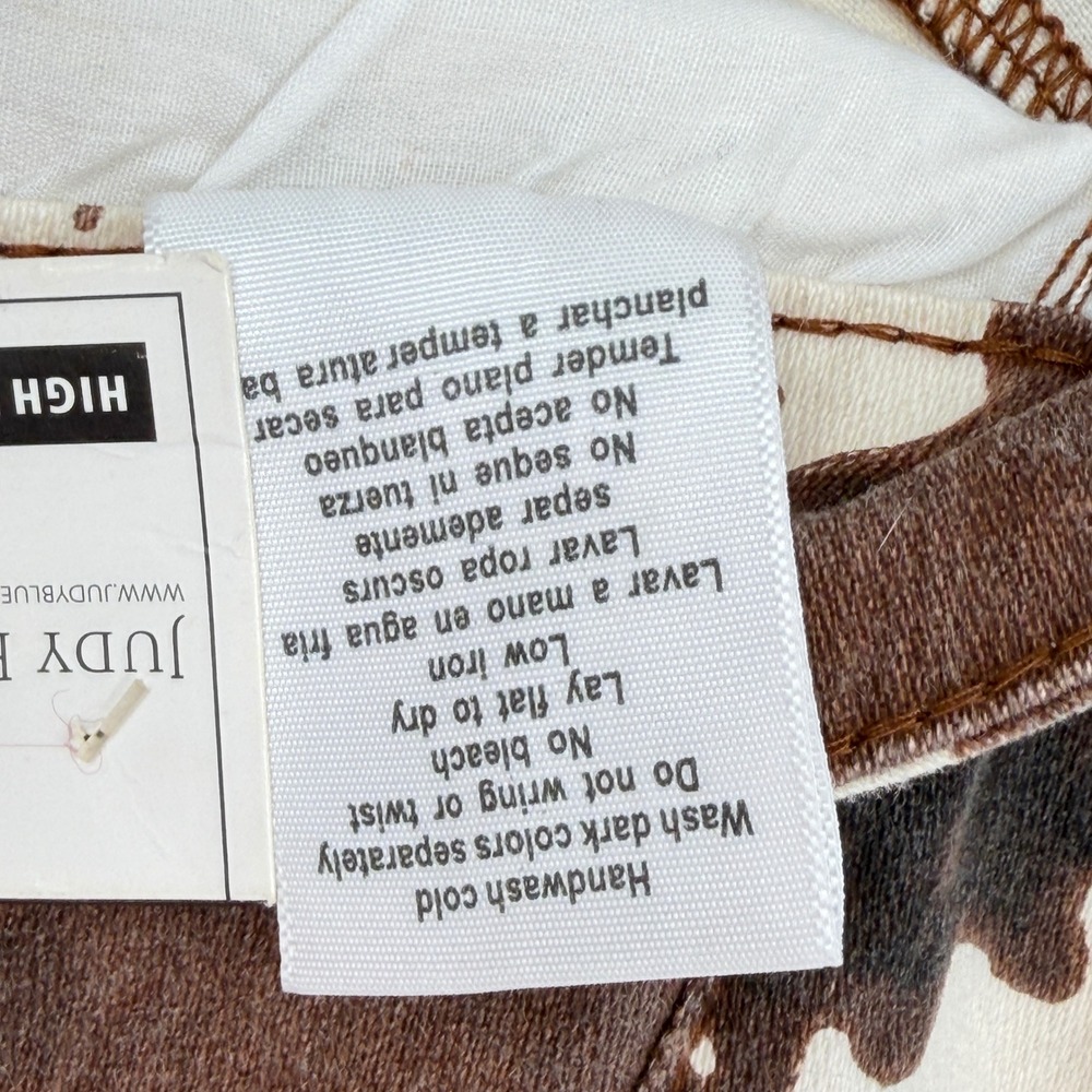 NWT Judy Blue Denim Shorts Brown Cream Cow Print High Waist Cutoff Raw Hem XL - Picture 5 of 14